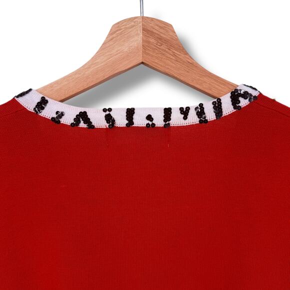 Jack B Quick Christmas Kitten Cat Sequin Embellished Sweater Womens Sz L Holiday - Picture 7 of 9